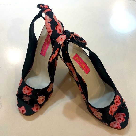 Betsey Johnson Floral Shoes with Raffia Heel - Picture 1 of 11